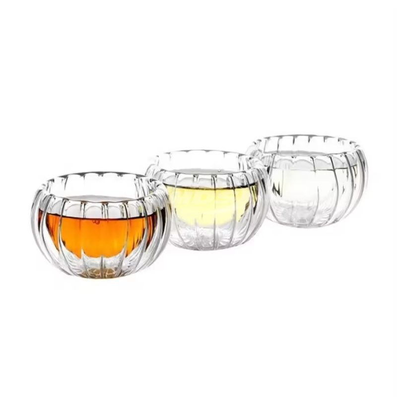 Pumpkin petal double wall glass cup tea cup coffee cup