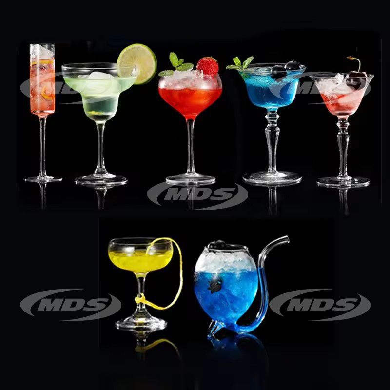 Hand blown drinkware glassware margarita glass saucer with stem