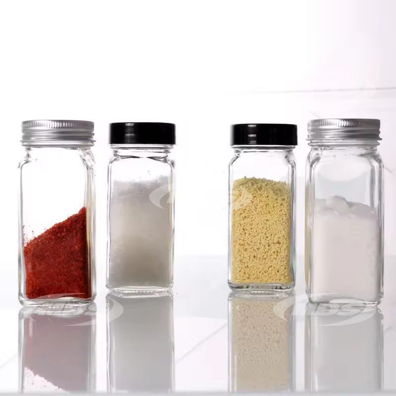 Wholesale 4oz 120ml Square Spice Jar Glass Packing Jar With Sifter And Lid For Salt Spice