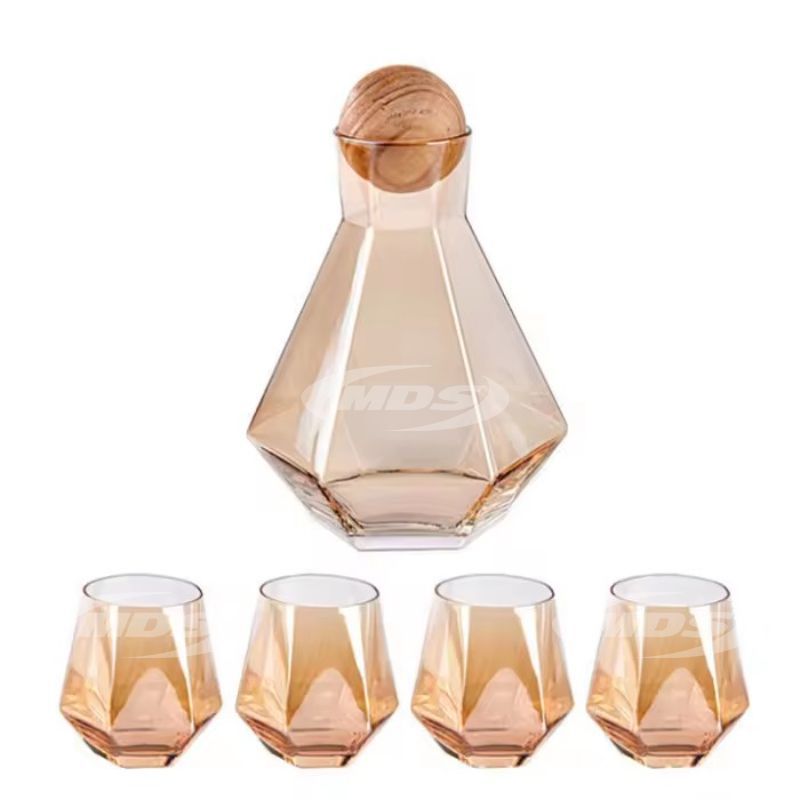 Custom Logo 1.4 Liter Elegant Amber Diamond Shape Iced Tea Glass Pitcher Set for Home Restaurant Hotel