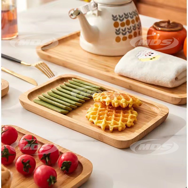 Custom Solid Wood Tray Round Square Irregular Food Serving Trays Natural Bamboo Wooden Serving Tray