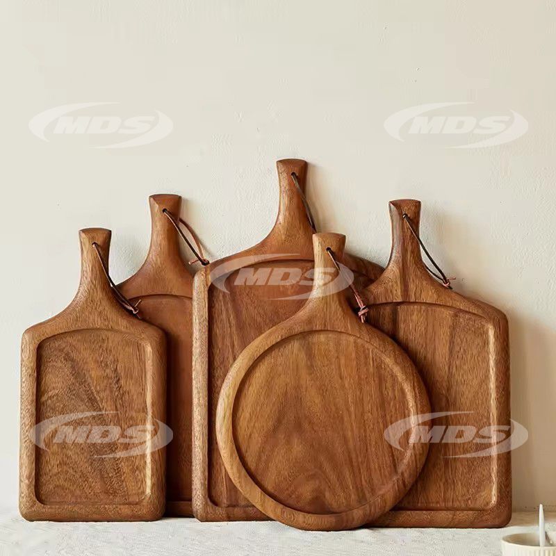 Modern Acacia Wood Pizza Board Solid round and Square Walnut Wood Steak Plate for Restaurant western food Serving