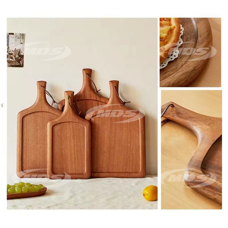 Modern Acacia Wood Pizza Board Solid round and Square Walnut Wood Steak Plate for Restaurant western food Serving