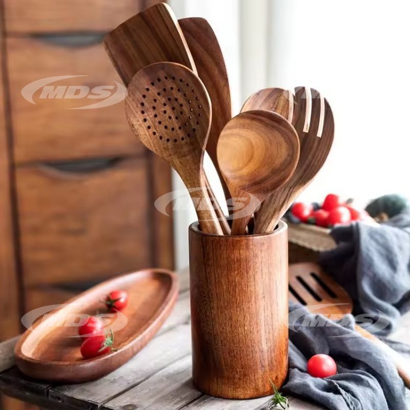 Wooden Spoons for Cooking Nonstick Kitchen Utensil Set Natural Teak Cooking Tools Custom Wood Utensils