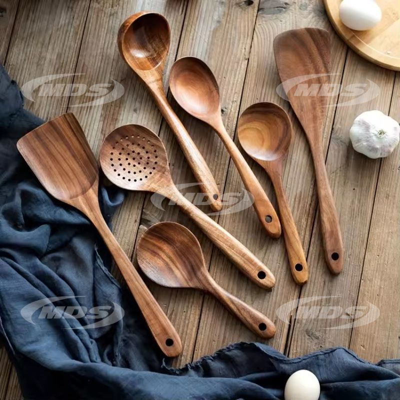 Wooden Spoons for Cooking Nonstick Kitchen Utensil Set Natural Teak Cooking Tools Custom Wood Utensils