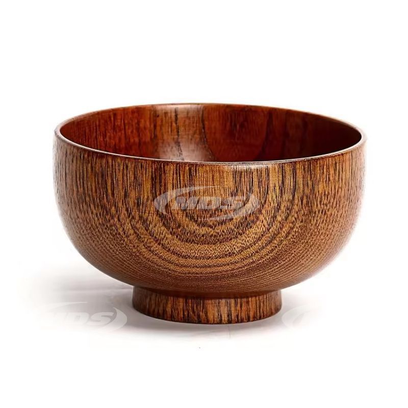 Anti-Scald Creative Whole Wooden Round Soup Rice Noodle Bowls Wood Serving Bowl