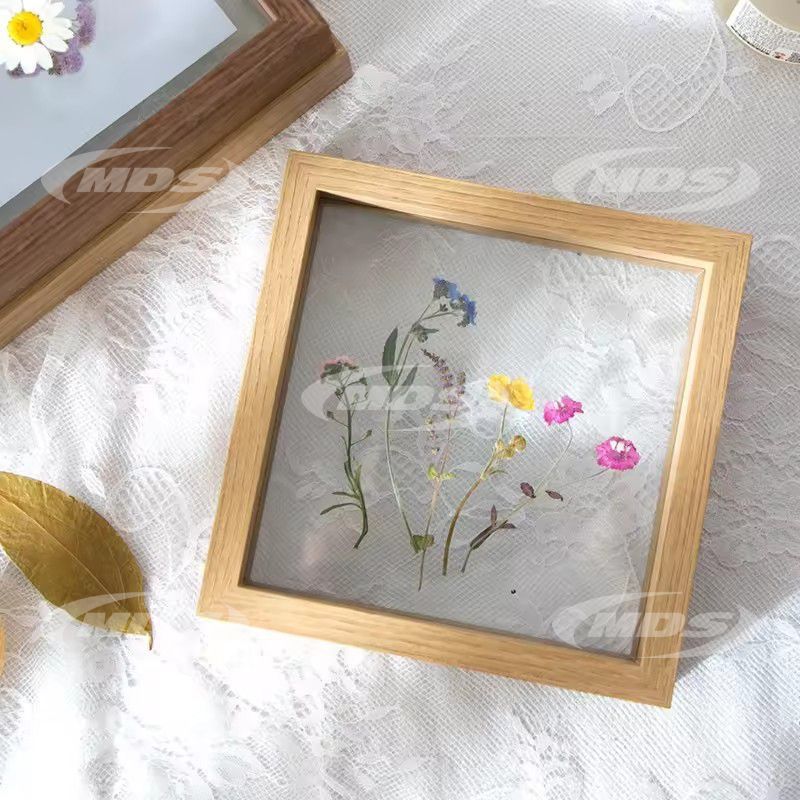 European Style Picture Frame Mdf Wood Double Sided Glass Floating Picture Photo Frame For Home Decor