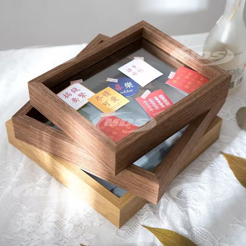 European Style Picture Frame Mdf Wood Double Sided Glass Floating Picture Photo Frame For Home Decor