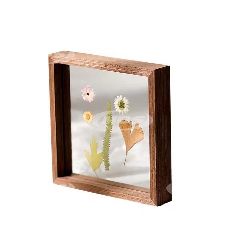 European Style Picture Frame Mdf Wood Double Sided Glass Floating Picture Photo Frame For Home Decor