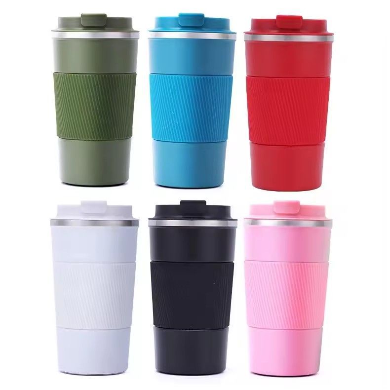 17oz Insulated Stainless Steel Silicone Double Wall Coffee Tumbler Reusable Coffee Cup For Hot Iced Beverage