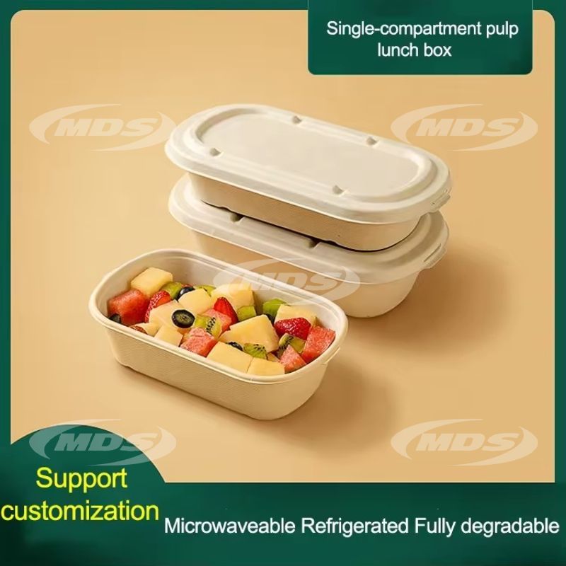 Biodegradable 8 inch 9 inch Bagasse Lunch Box Container Packaging Takeaway Paper Pulp Lunch Box