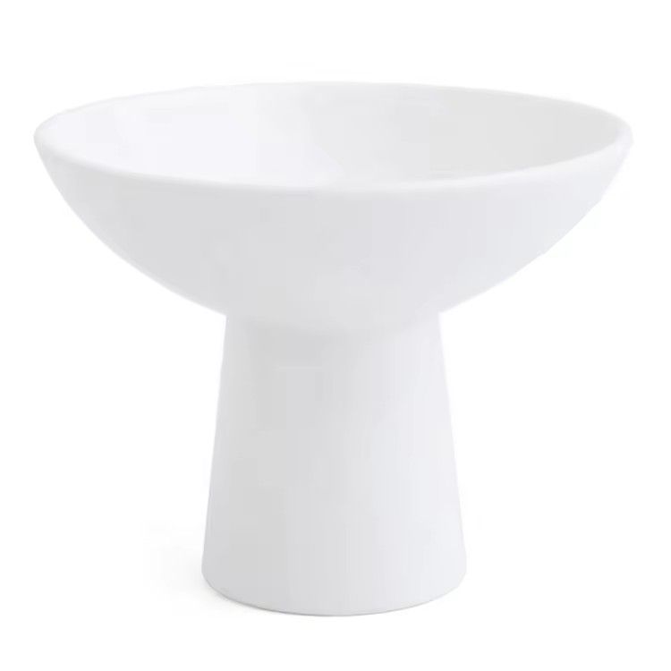 Ceramic tall ice cream fruit serving bowls simple multi-purpose footed ceramic dessert bowl