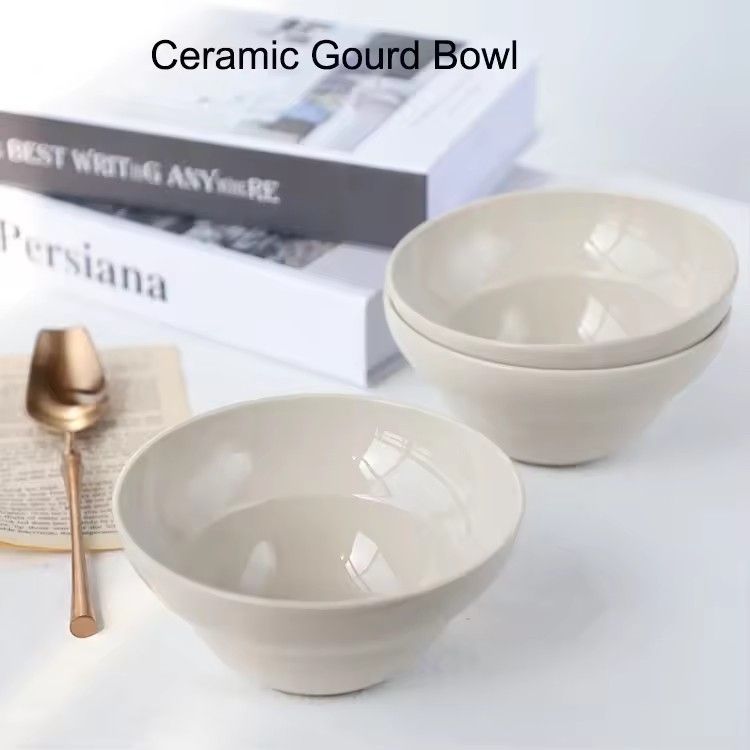 Creative ceramic tableware nordic gourd bowl solid color custom logo ceramic bowl bowl