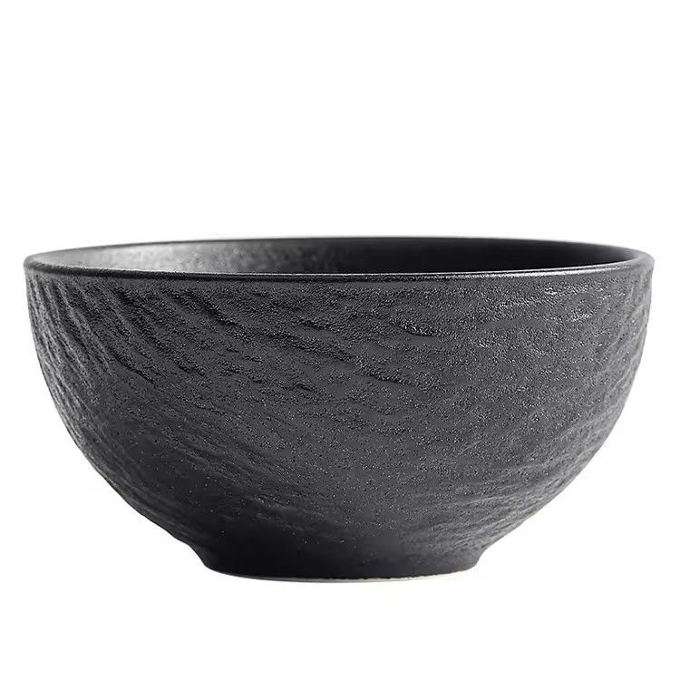 Creative Mocha rock grain white black underglaze home kitchen rice soup serving ceramic bowl