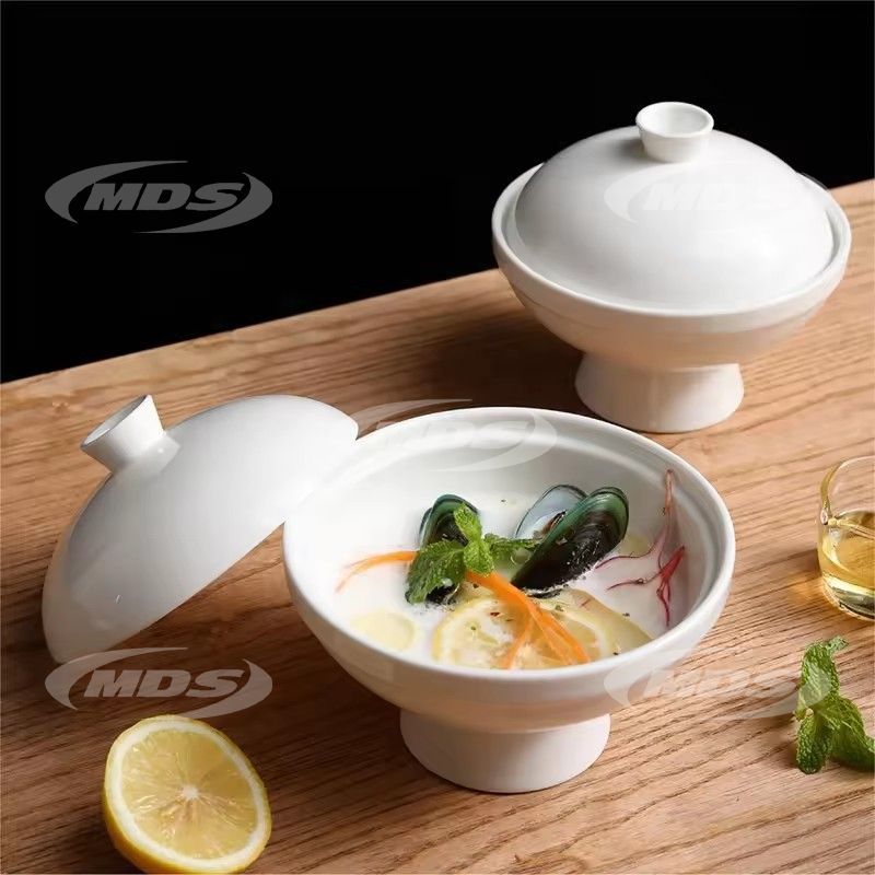 Custom ceramic stew pot with lid white birds nest bowl stewing soup pots ceramic cooking stewpot