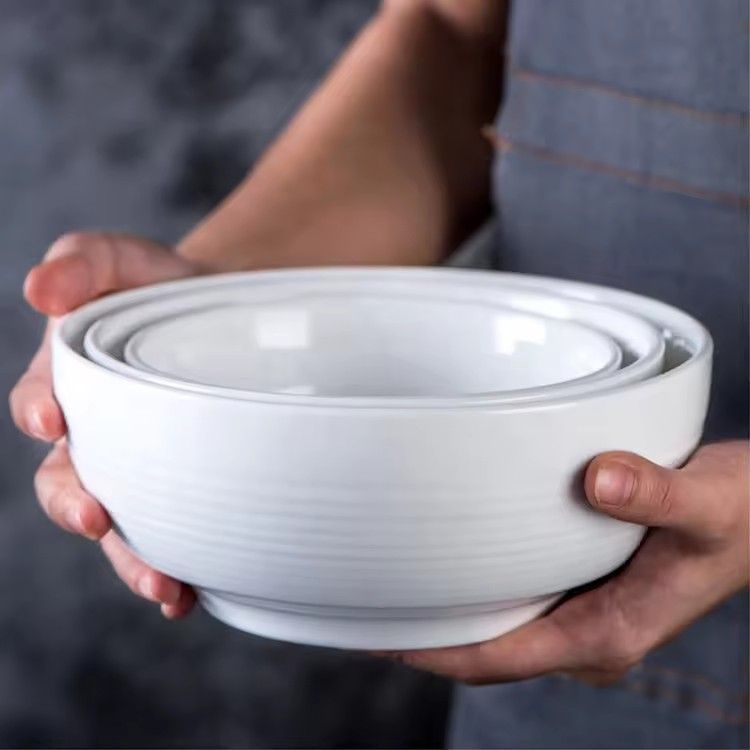 Custom logo western food hotel supplies 5.56.57.5inch porcelain ramen soup salad ceramic bowl