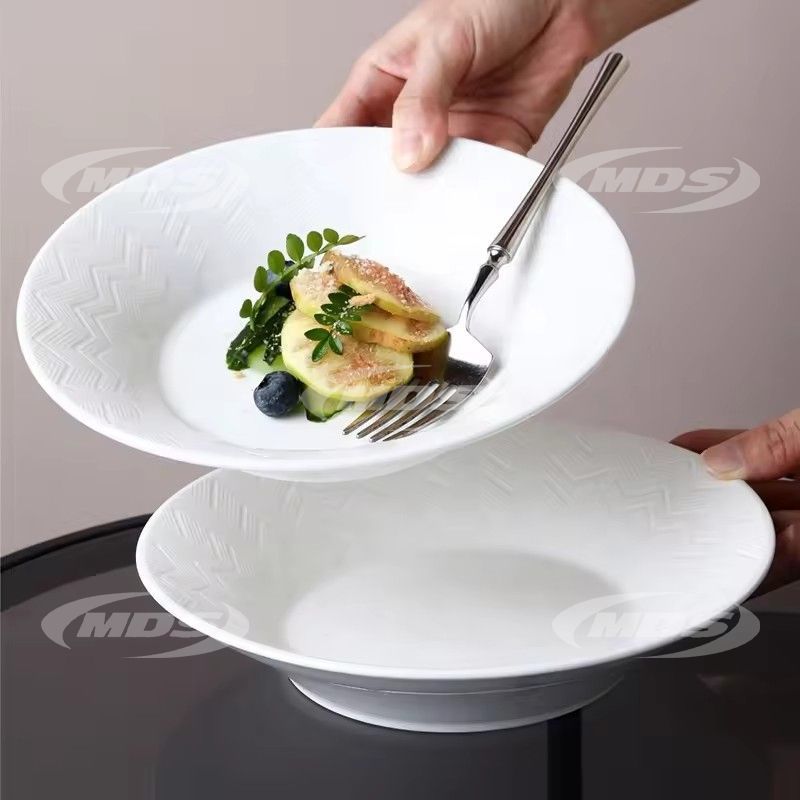 Custom stoneware pasta soup salad serving bowls hotel testaurant 8 inch 9 inch white ceramic spaghetti bowl