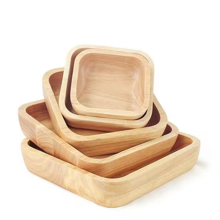 Plywood salad bowl custom square wooden acacia bowls pinewood rubber wood square bowl