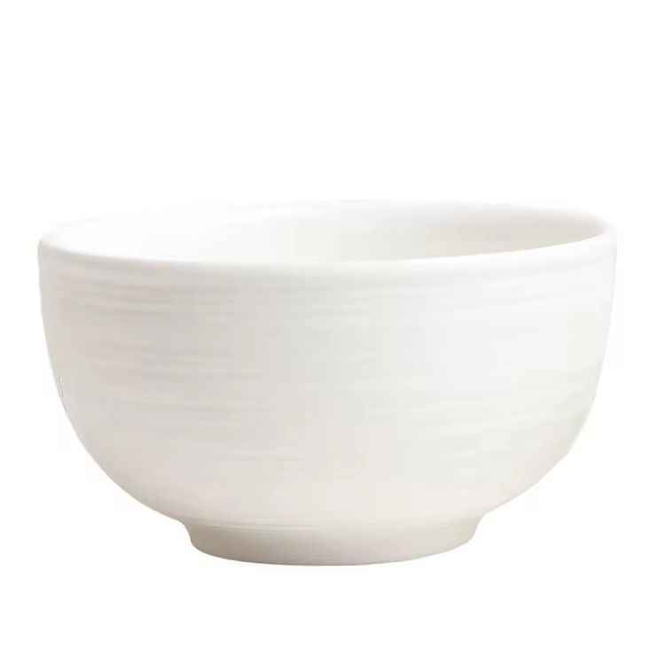 Simple white ceramic rice soup bowl hotel restaurant tableware underglaze bowl set