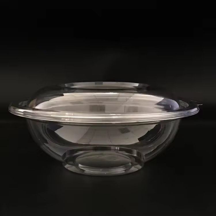 Transparent eco-friendly 770ml disposable plastic pet salad bowl with plastic lid