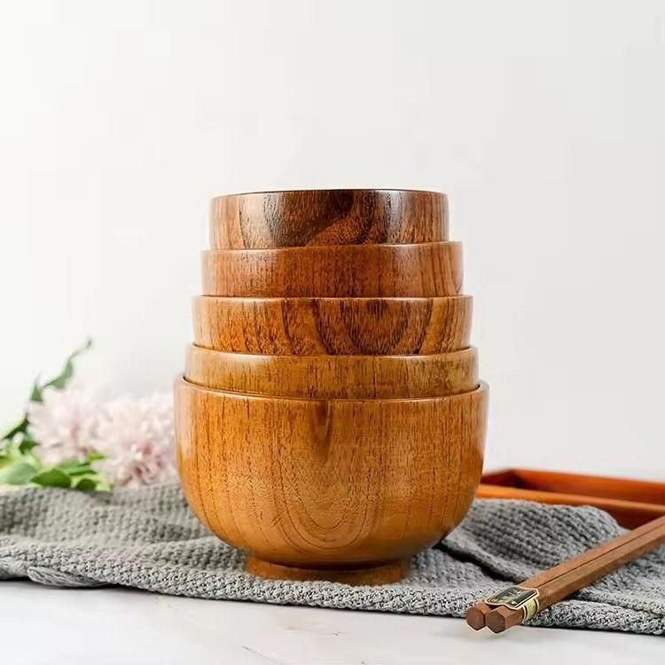 Wholesale kids wood bowl polishing decorative handmade wood bowls for food