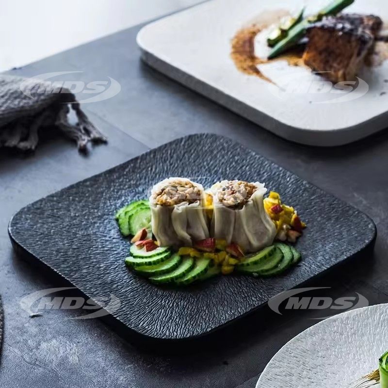 Ceramic plates dish set frosted stone texture lunch dessert salad pasta steak serving plate restaurant