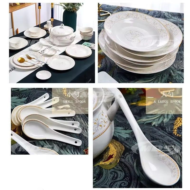 Custom logo luxury gift 56pcs bone china dinner sets homeware 28pcs service dinnerware ceramic tableware set