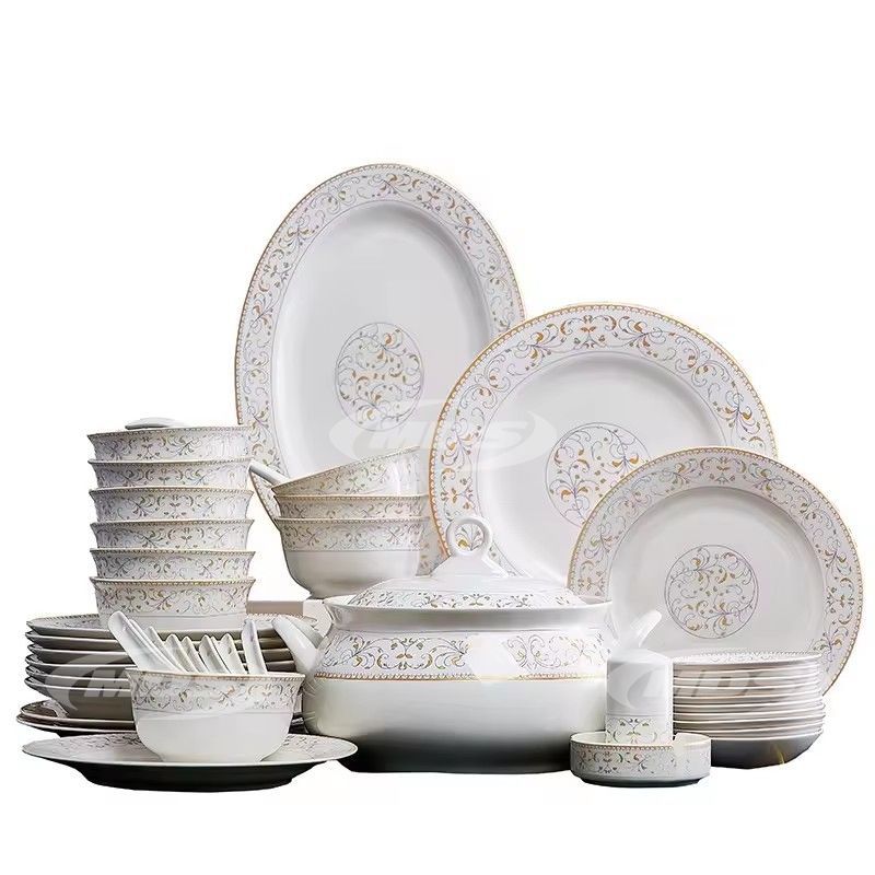 Custom logo luxury gift 56pcs bone china dinner sets homeware 28pcs service dinnerware ceramic tableware set