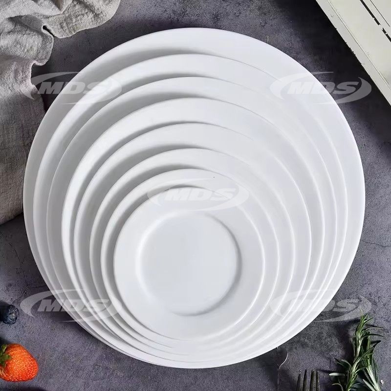 white ceramic catering plate