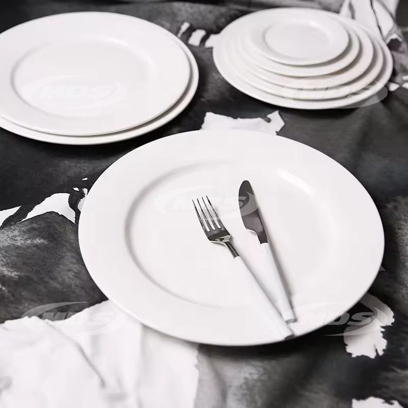 white ceramic catering plate