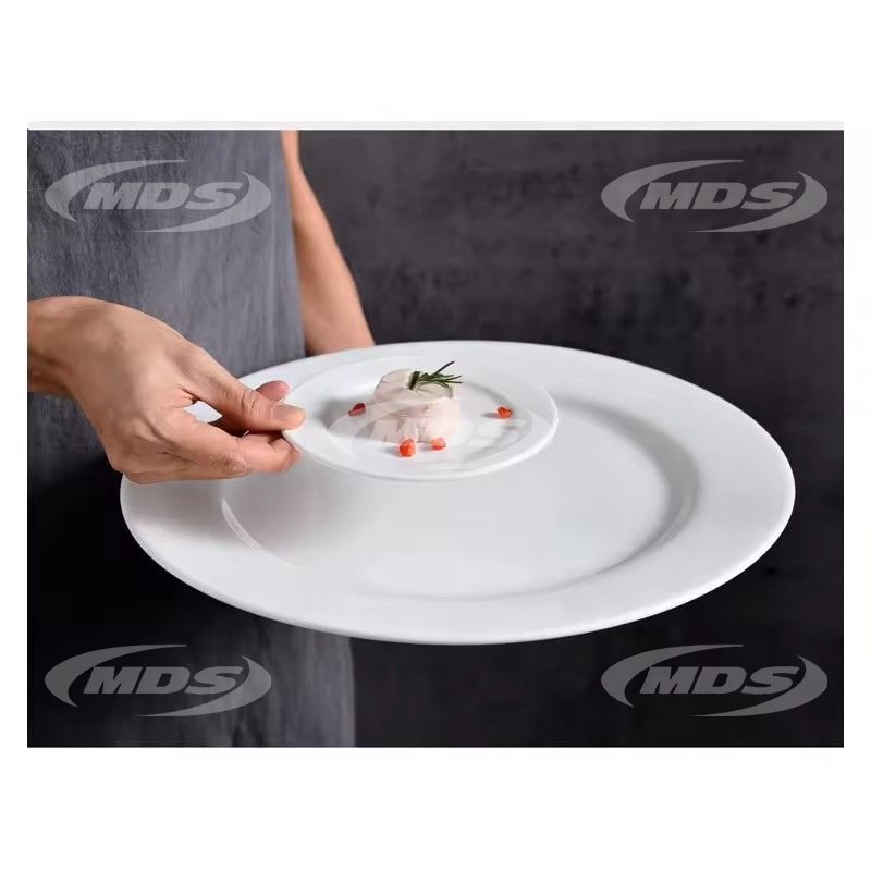 white ceramic catering plate