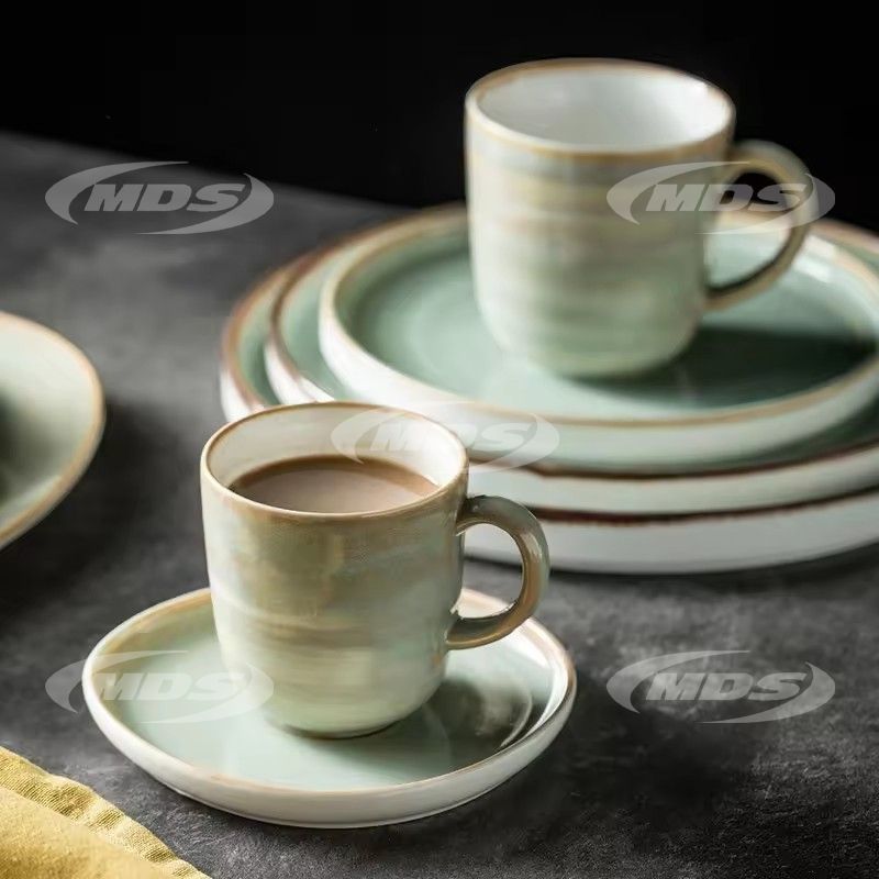 Dinner set plate ceramic porcelain bowl mug coffee cup saucer luxury light gradient green 18