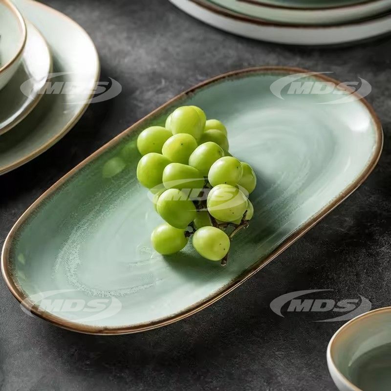 Dinner set plate ceramic porcelain bowl mug coffee cup saucer luxury light gradient green 18