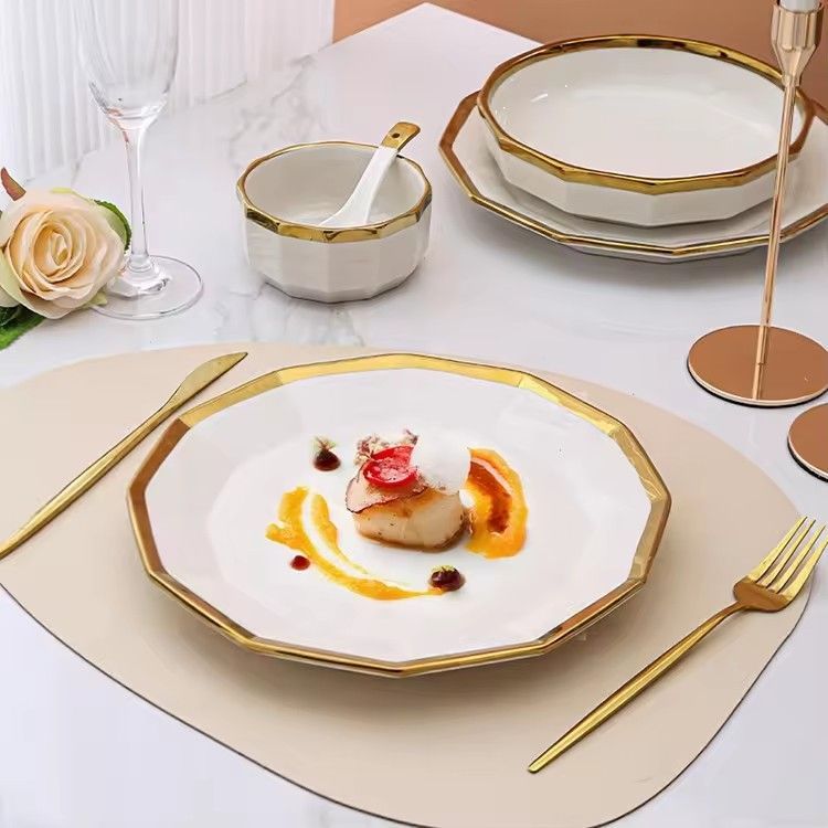 Light luxury ceramic plates bowls sets dinnerware ceramic catering serving dishes crockery dinner sets