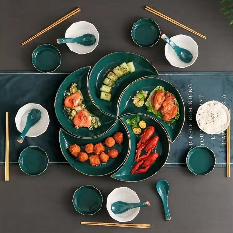 Peacock green glaze porcelain dinner plate sets 25 5 piece plate set ceramic dinner plate sets