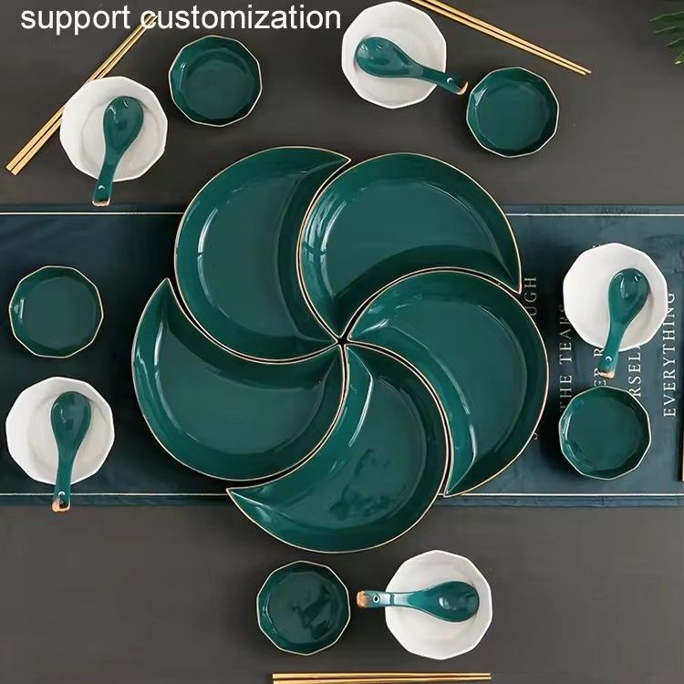 Peacock green glaze porcelain dinner plate sets 25 5 piece plate set ceramic dinner plate sets