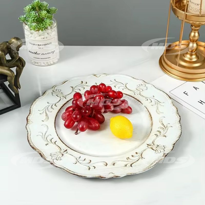 13Inch Round High Quality Dinner Plastic White Charger Plates Wedding Party