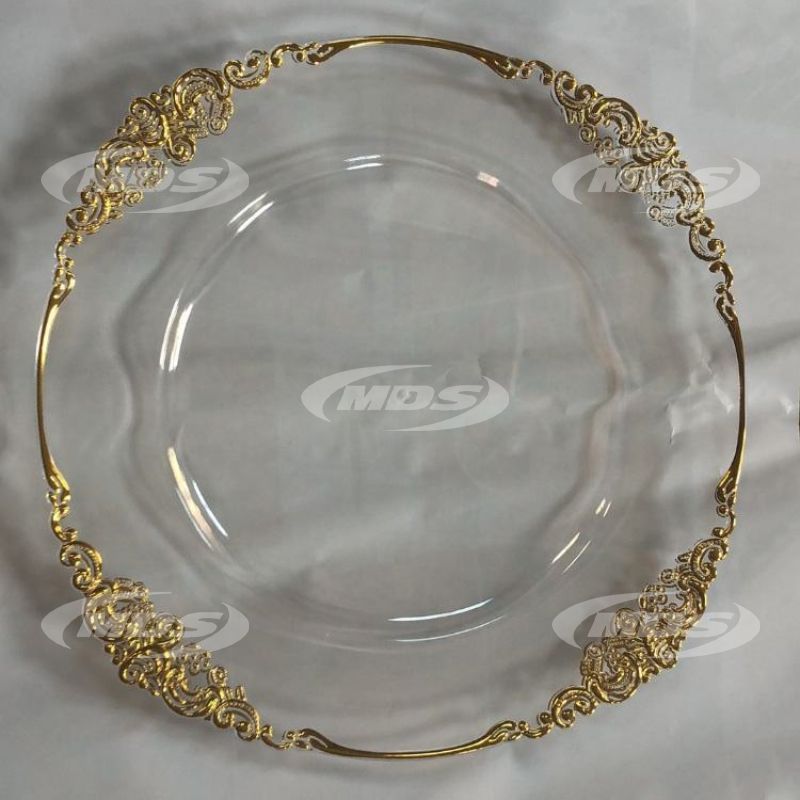 Acrylic Reef Gold Rim Clear Charger Plates