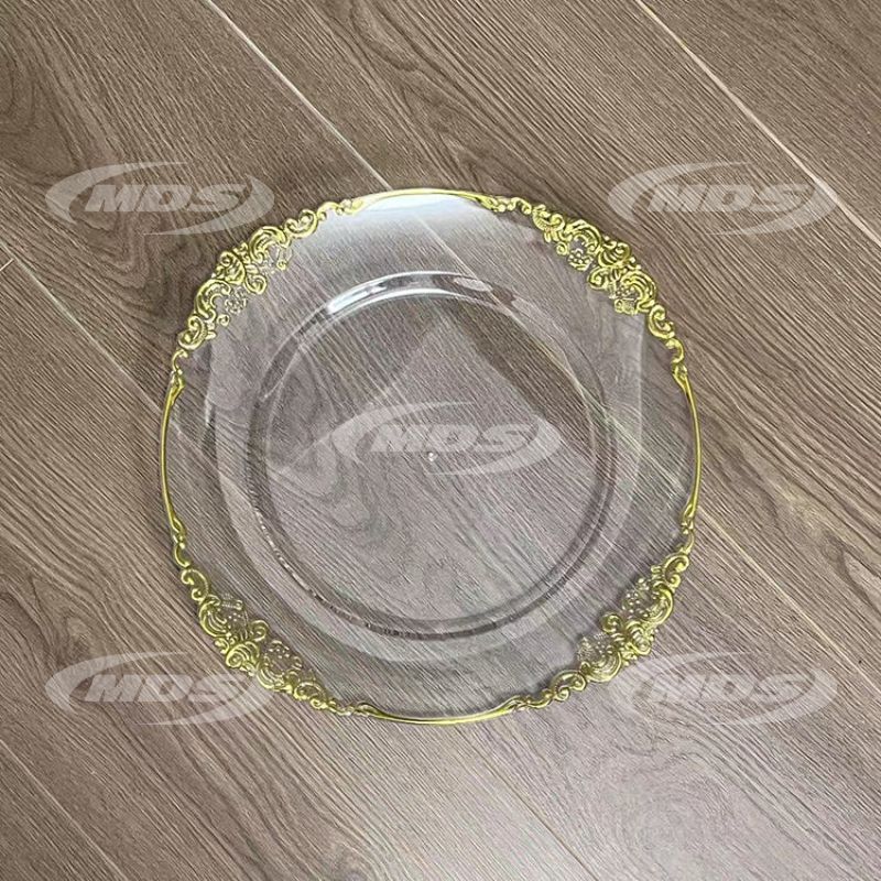 Acrylic Reef Gold Rim Clear Charger Plates