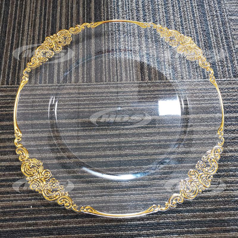 Acrylic Reef Gold Rim Clear Charger Plates