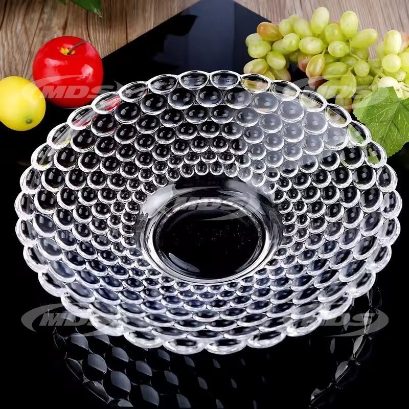 Custom Creative Fruit Plate Crystal Transparent Fruit Glass Dish Bar Supplies Snack Plate Dried Fruit Dish Round