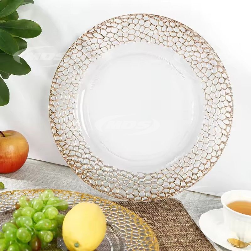 Gold Rim Charger Plates Plastic Wedding Plates 13inch Clear Gold Plate