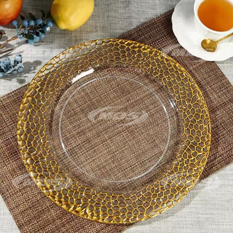 Gold Rim Charger Plates Plastic Wedding Plates 13inch Clear Gold Plate