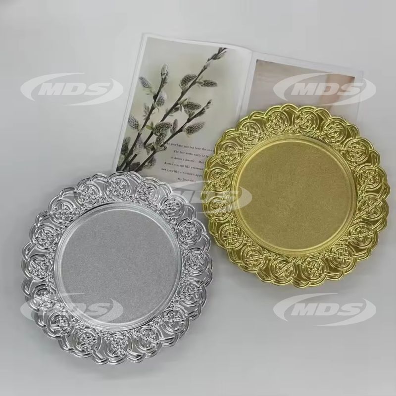 Hot Sale Bulk 13 Inch Round Gold Plastic Party Wedding Charger Plates