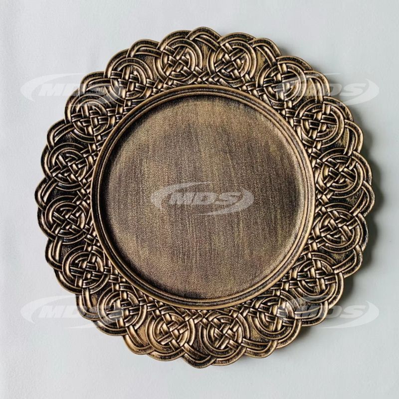 Hot Sale Bulk 13 Inch Round Gold Plastic Party Wedding Charger Plates