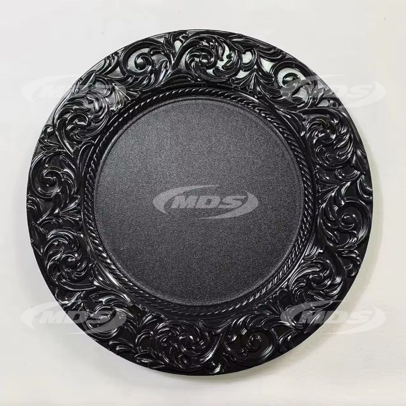 Hot Sale Luxury 13 Inch Gold Rim Clear Plastic Wedding Dinner Decoration Round Server Charger Plate