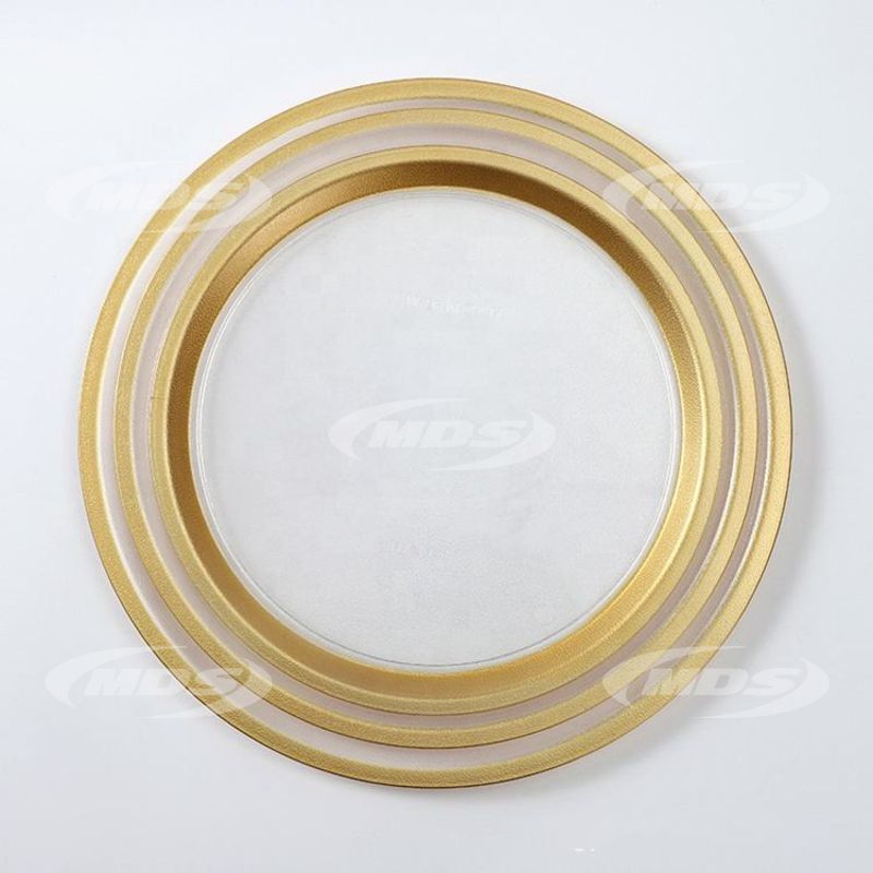 Hotel Restaurant Plate Dining Table Setting Gold Rim Wedding Transparent Plastic Charger Plate