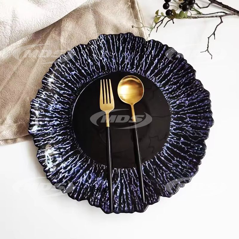 Luxury 81113 Inch Glass Charger Plate Big round with Gold Silver Trim Clear Wedding Banquet Table Ware Durable