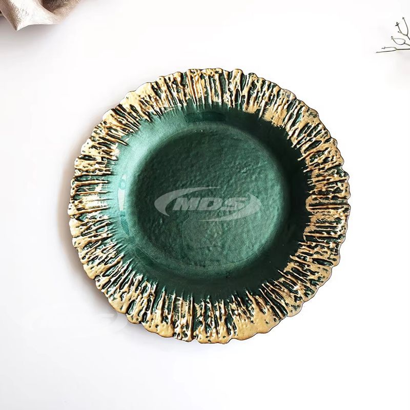 Luxury 81113 Inch Glass Charger Plate Big round with Gold Silver Trim Clear Wedding Banquet Table Ware Durable