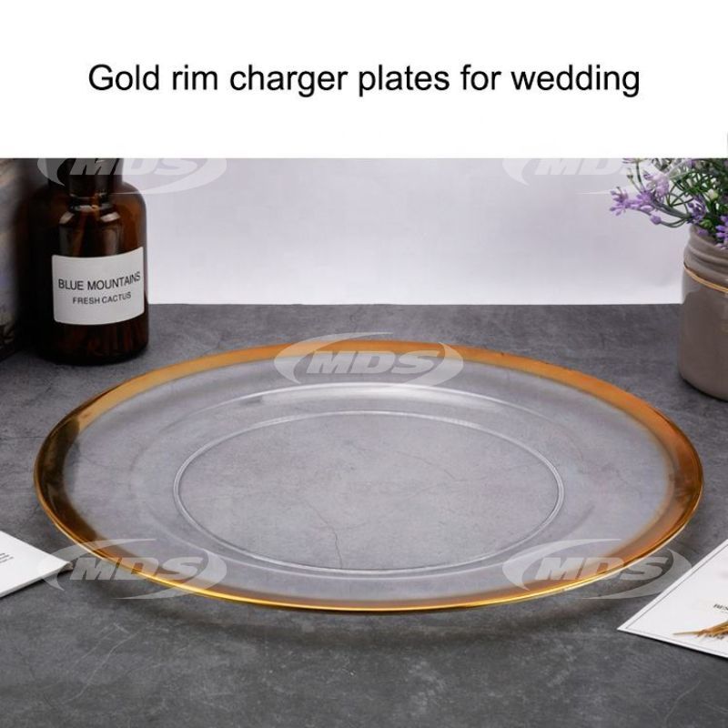 Luxury Gold Rimmed Under Plates Wedding Table Decorative Disposable Charger Plates for Wedding